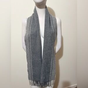Hugo Boss Gray Scarf with Fringe